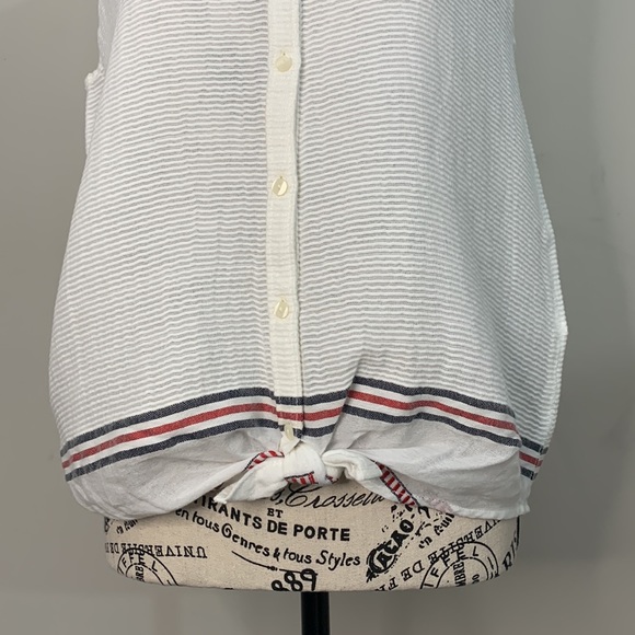 Lucky Brand Stripe Tie Front Blouse Size:S - Picture 3 of 12